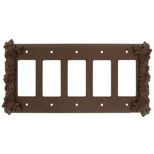 Anne at Home Grapes Five Gang Rocker/GFI Switchplate in Bronze with Black Wash