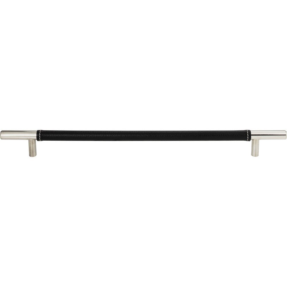 Atlas Homewares 11 3/8" Centers European Bar Pull in Black Leather and Polished Chrome