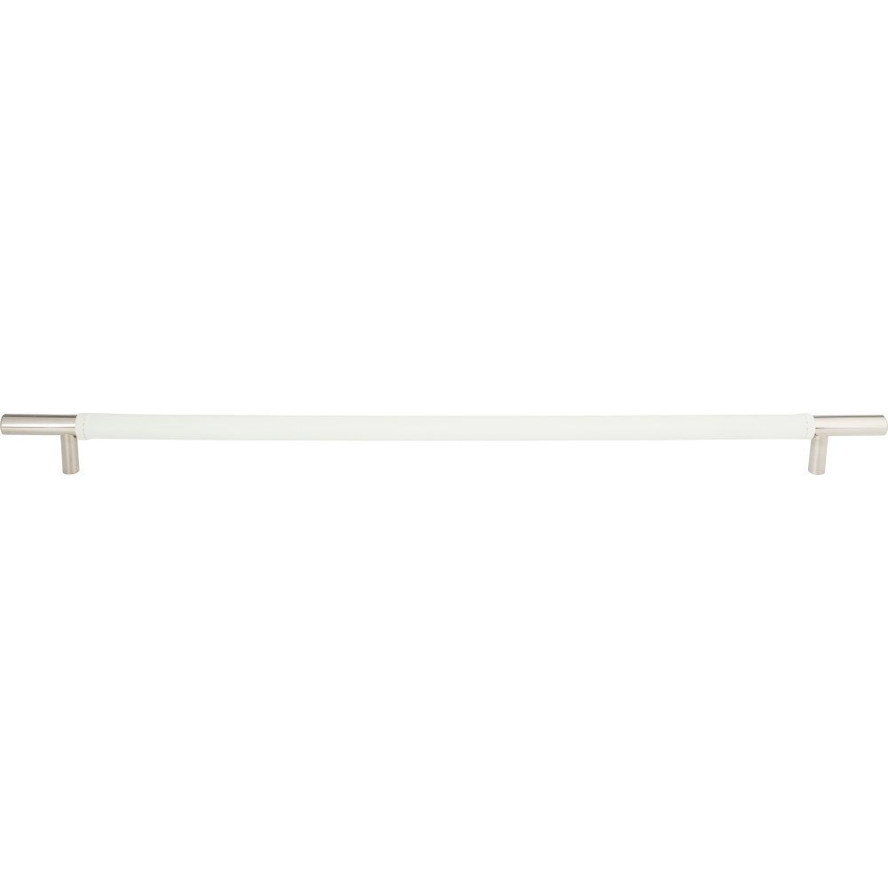 Atlas Homewares 17" Centers Appliance Pull in White Leather and Polished Chrome