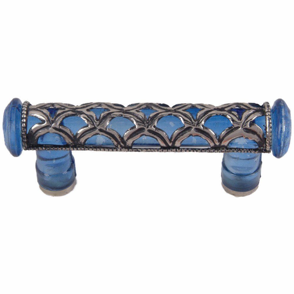 Atlas Homewares 3" Centers Boutique Moorish Pull in Blue Glass and Silver