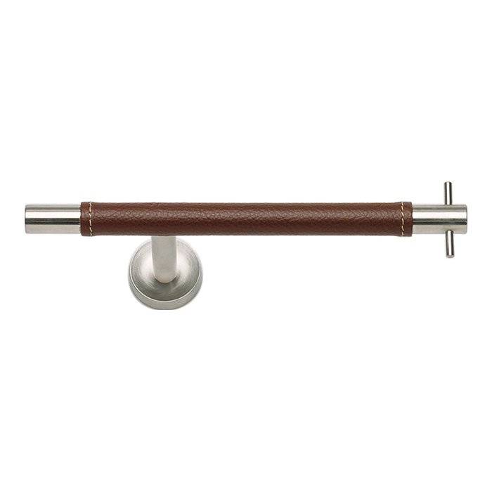 Atlas Homewares Toilet Tissue Holder in Brown Leather and Stainless Steel