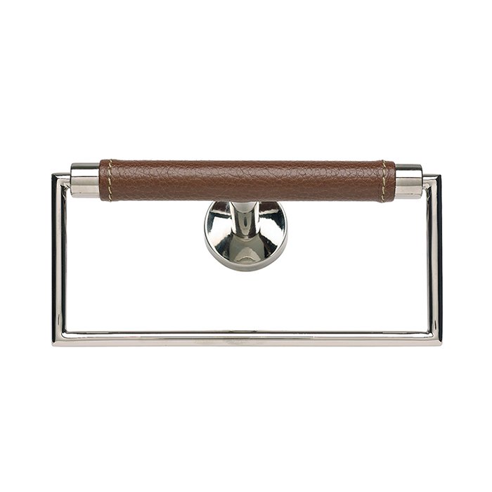 Atlas Homewares Towel Ring in Brown Leather and Polished Chrome