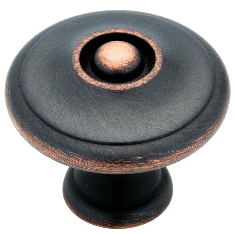 Liberty Hardware Knob 1 3/16" (30mm) Diameter Solid Brass Bronze with Copper Highlights