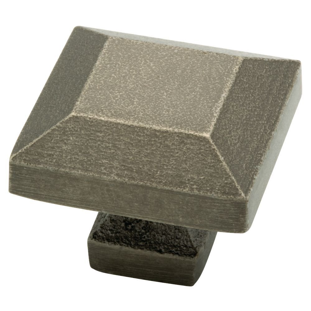 Liberty Hardware Knob 1 1/4" Square Steel Sandcasted Pewter