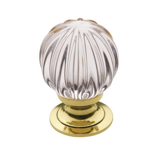 Baldwin 1" Diameter Melon Crystal Knob with Large Base in Polished Brass
