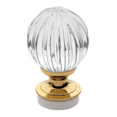 Baldwin 1 3/8" Diameter Melon Crystal Knob with Large Base in Polished Brass