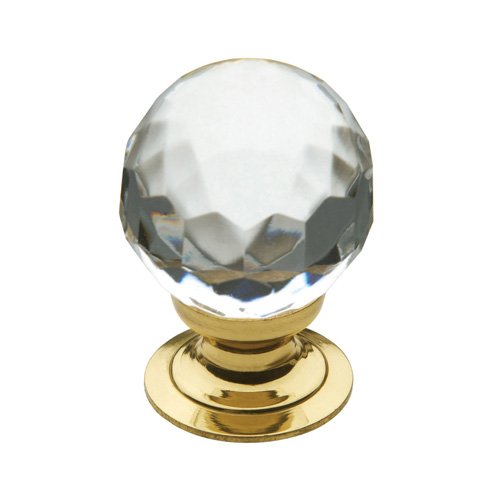 Baldwin 1" Diameter Faceted Crystal Knob in Polished Brass