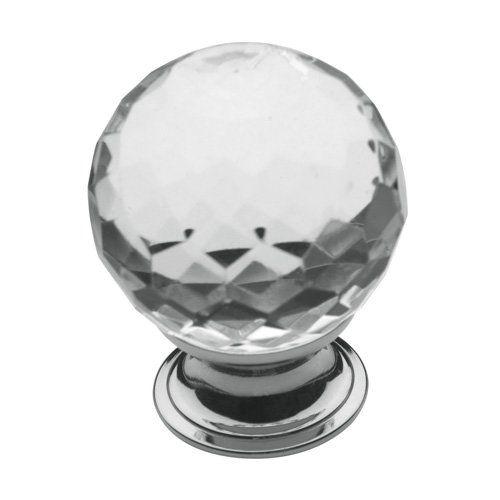 Baldwin 1 9/16" Diameter Faceted Crystal Knob in Polished Chrome