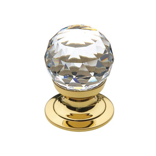 Baldwin 3/4" Diameter Faceted Swarovski Crystal Knob in Polished Brass