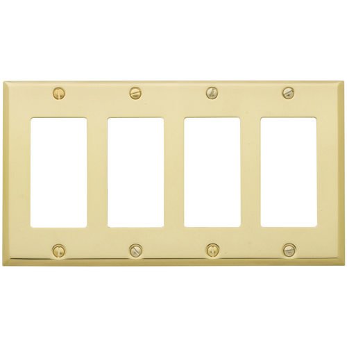 Baldwin Quadruple GFI/Rocker Beveled Edge Switchplate in Polished Brass