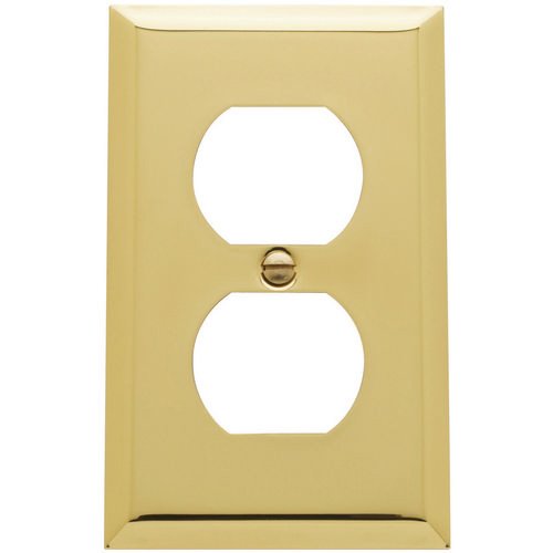 Baldwin Single Duplex Outlet Beveled Edge Switchplate in Polished Brass