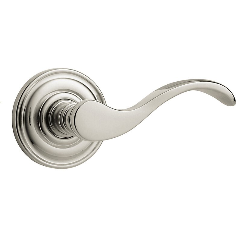 Baldwin Oversized Full Dummy Door Lever with Classic Rose in Lifetime PVD Polished Nickel