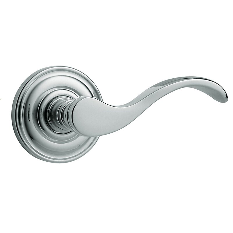 Baldwin Oversized Full Dummy Door Lever with Classic Rose in Polished Chrome