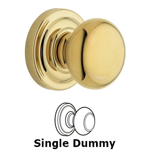 Baldwin Single Dummy Door Knob with Rose in Polished Brass