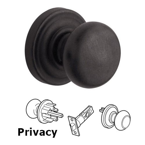 Baldwin Privacy Door Knob with Rose in Distressed Oil Rubbed Bronze