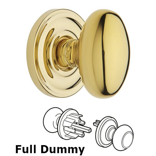 Baldwin Full Dummy Door Knob with Classic Rose in Polished Brass