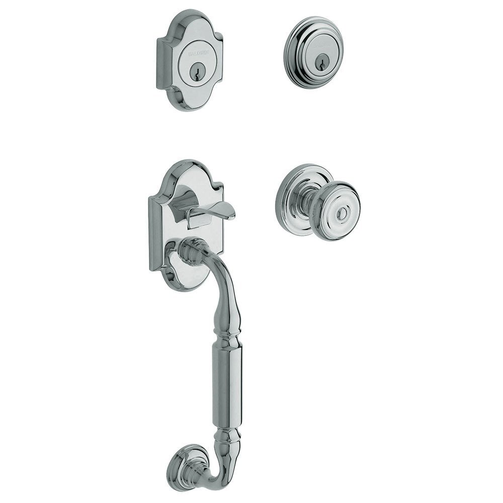 Baldwin Sectional Double Cylinder Handleset with Colonial Knob in Polished Chrome