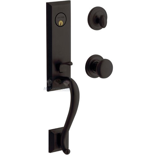 Baldwin Escutcheon Single Cylinder Handleset with Classic Knob in Oil Rubbed Bronze