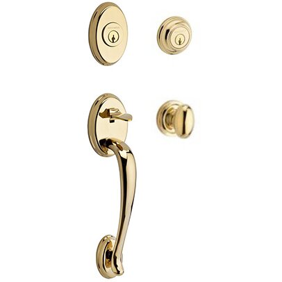 Baldwin Double Cylinder Handleset with Ellipse Knob in Polished Brass