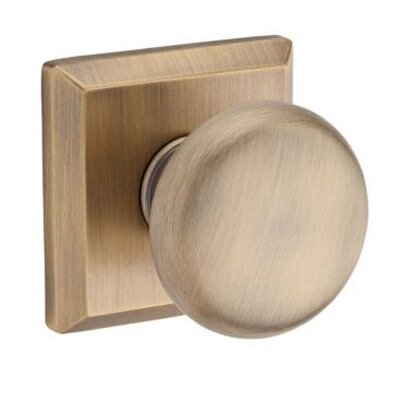 Baldwin Full Dummy Door Knob with Traditional Square Rose in Matte Brass & Black