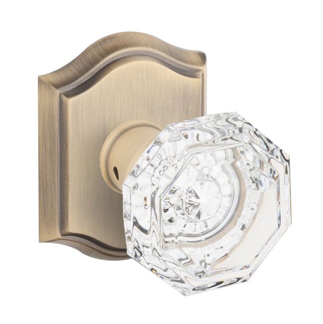 Baldwin Privacy Crystal Door Knob with Traditional Arch Rose in Matte Brass & Black