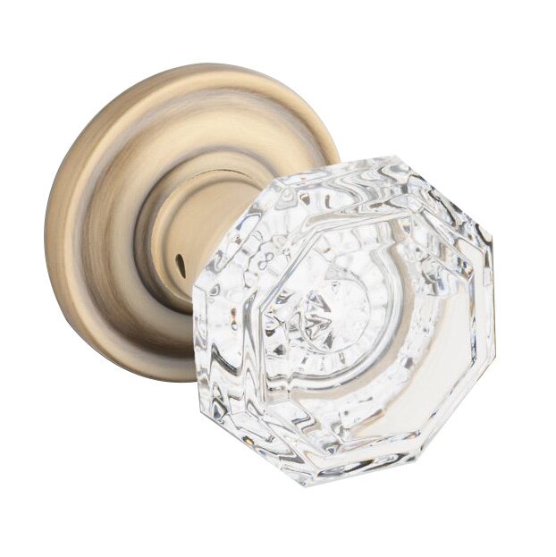 Baldwin Privacy Crystal Door Knob with Traditional Round Rose in Matte Brass & Black