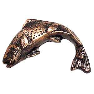 Novelty Hardware Jumping Trout Knob Facing Left in Antique Copper