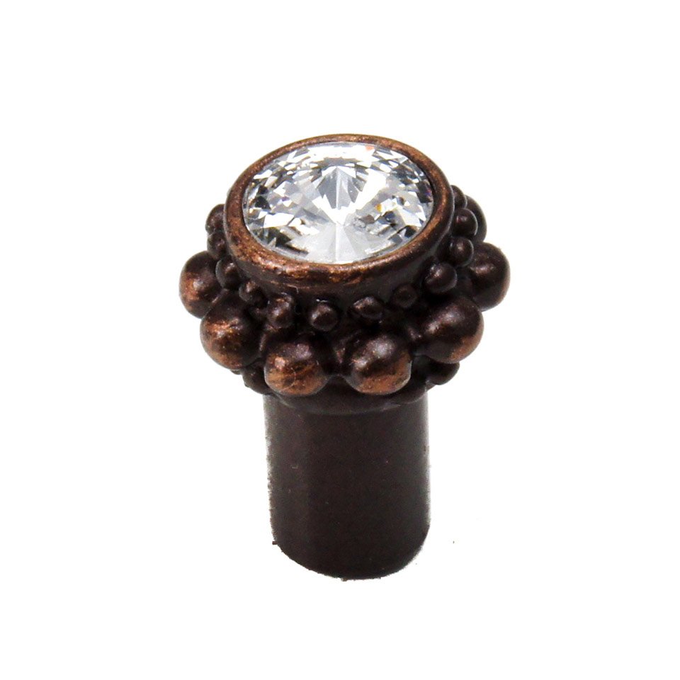 Carpe Diem Small Round Knob in Bronze with Jet Crystal
