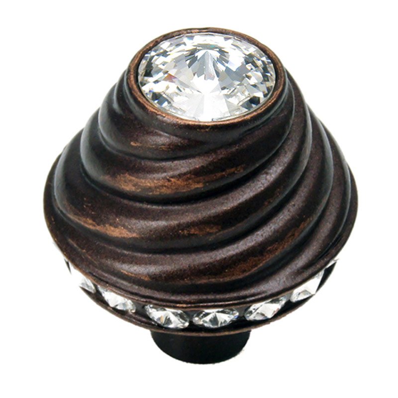 Carpe Diem Large Round Knob with side Swarovski Crystals in Soft Gold with Crystal