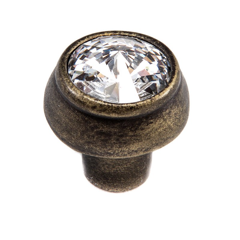 Carpe Diem Swarovski Crystal Round Knob in Cobblestone with Aurora Boreal Crystal