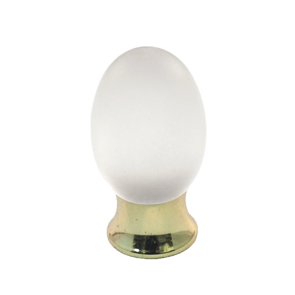Cal Crystal Polyester Colored Oval Knob in Clear Matte with Polished Brass Base