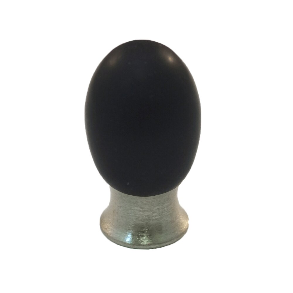Cal Crystal Polyester Colored Oval Knob in Black Matte with Satin Nickel Base