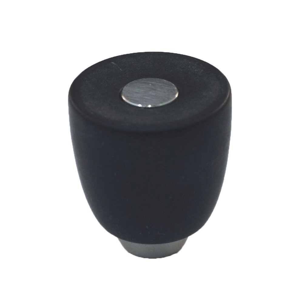 Cal Crystal Polyester Round Knob in Black Matte with Satin Nickel Base
