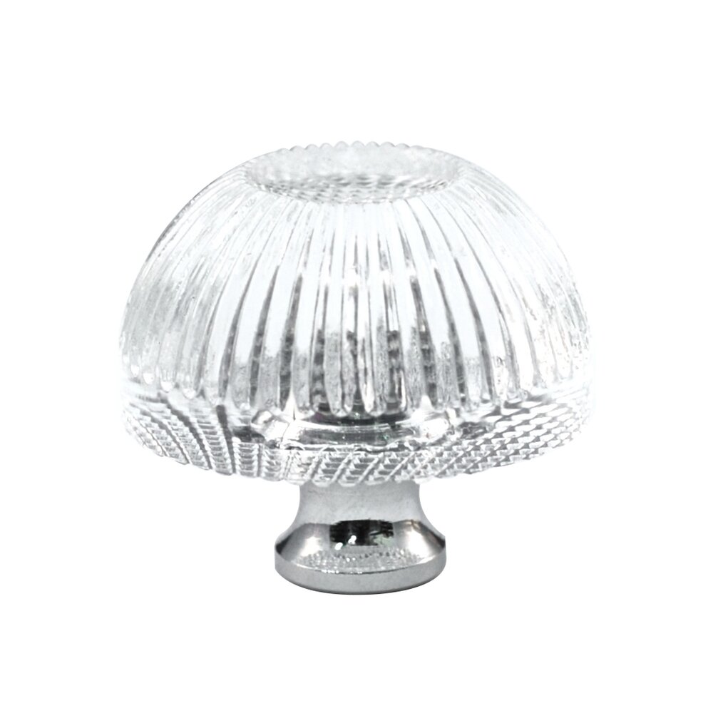 Cal Crystal Grooved Knob in Polished Chrome