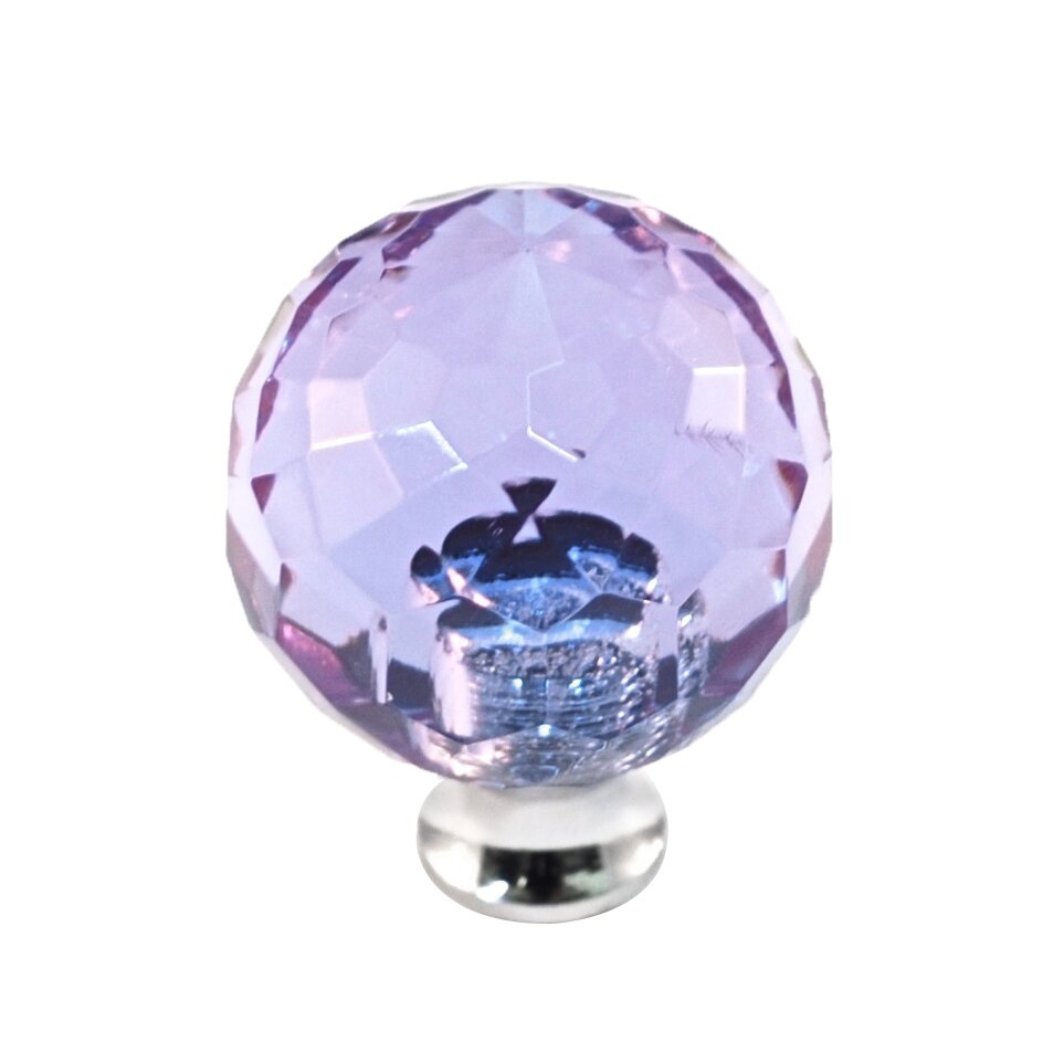 Cal Crystal Round Colored Knob in Alex in Pewter