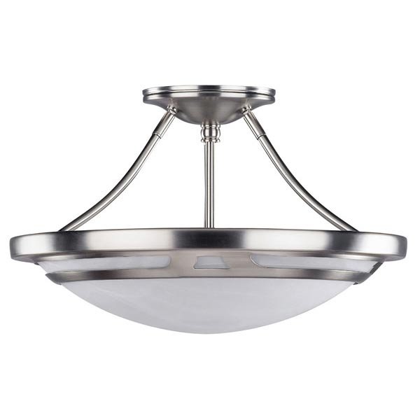 Canarm Lighting 15 1/8" Semi-Flush Ceiling Light in Brushed Pewter with Alabaster Glass