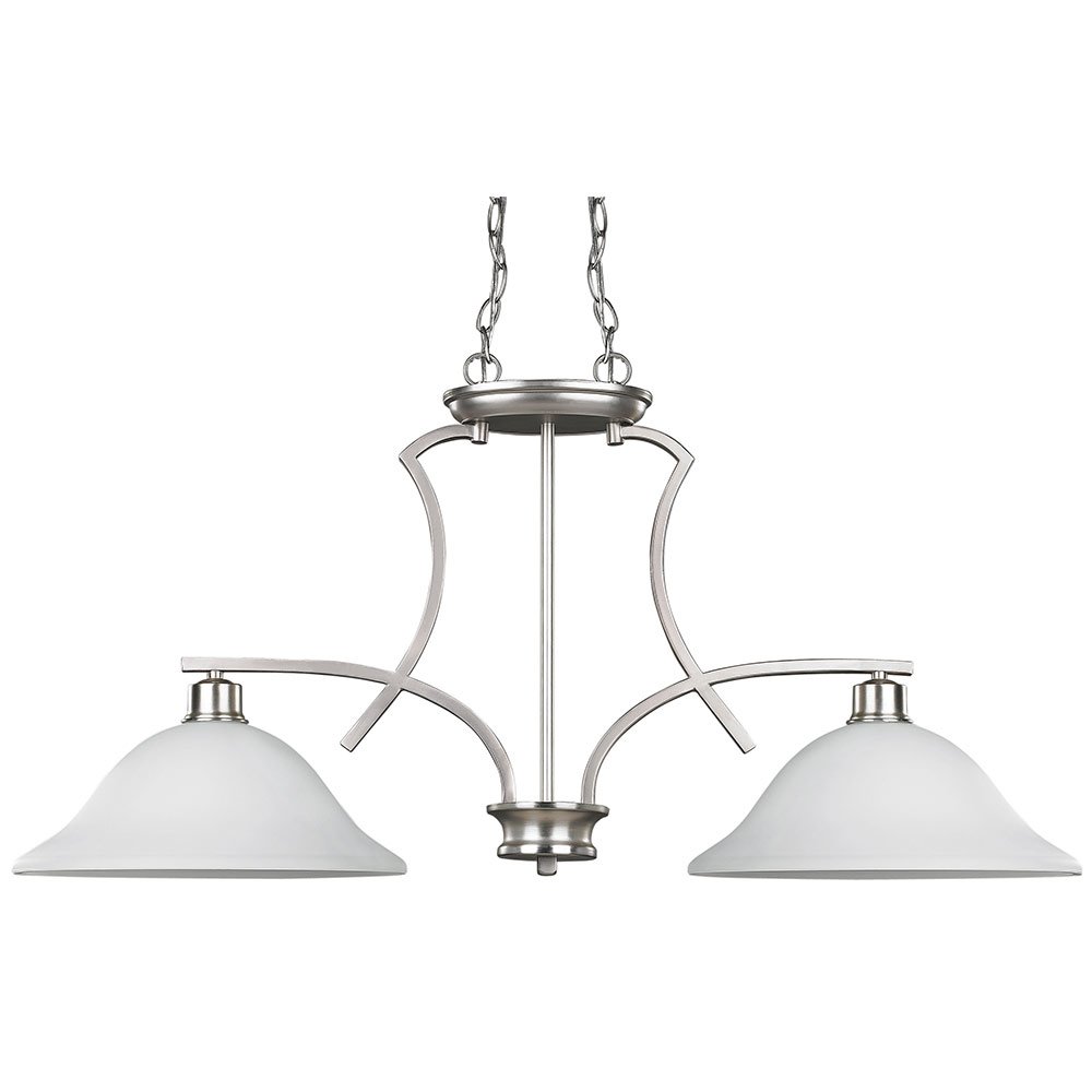 Canarm Lighting 18 1/2" 2 Light Pendant in Brushed Pewter with Flat Opal Glass