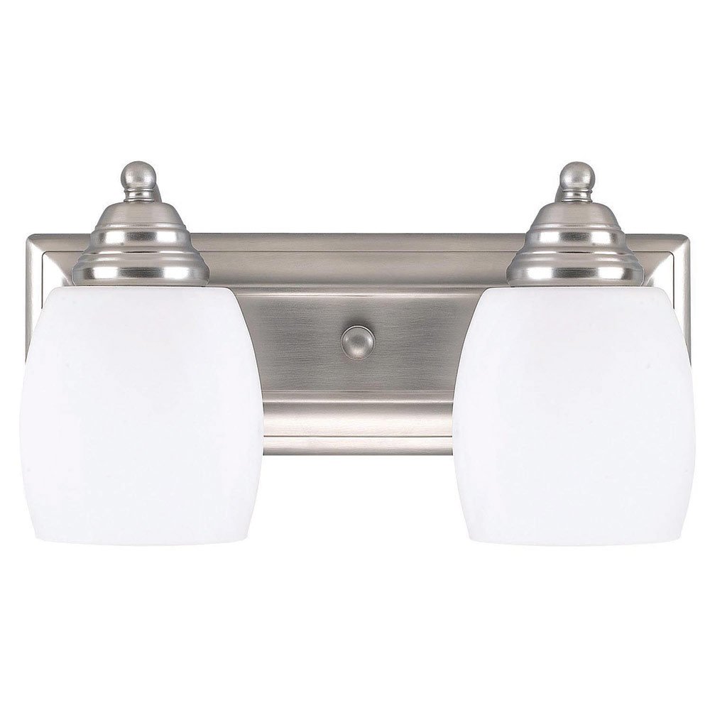 Canarm Lighting 14" Double Wall Light in Brushed Pewter with Flat Opal Glass