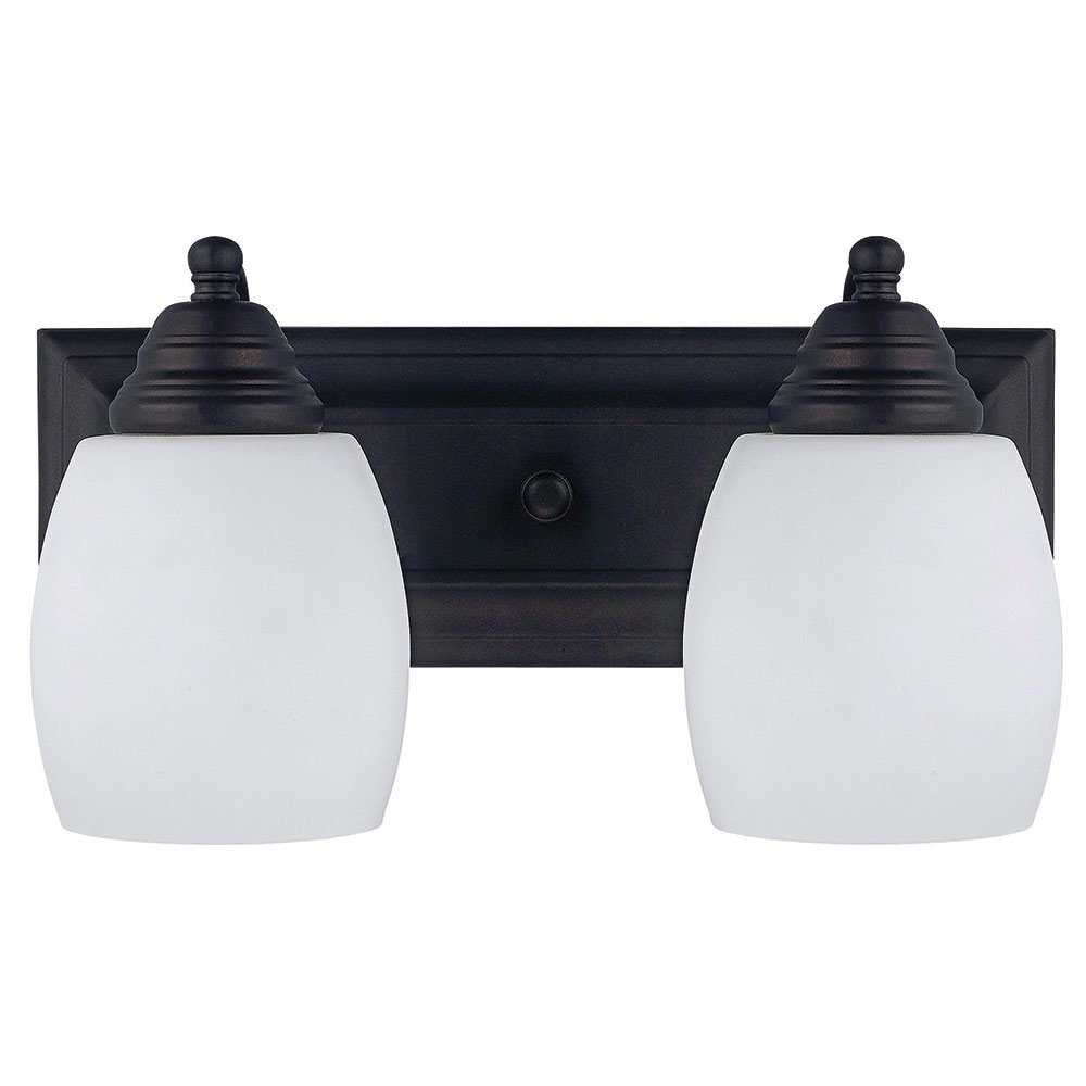 Canarm Lighting 14" Double Wall Light in Oil Rubbed Bronze with Flat Opal Glass