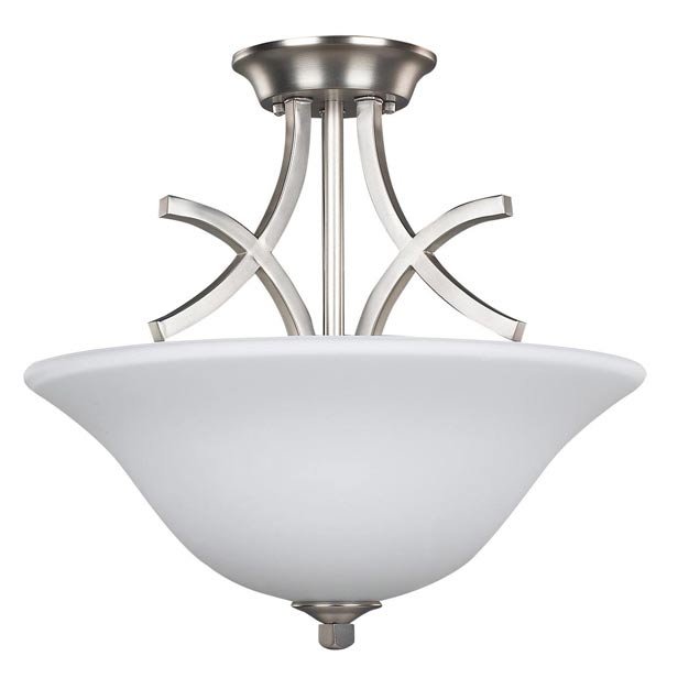 Canarm Lighting 15 3/8" Semi-Flush Ceiling Light in Brushed Pewter with Flat Opal Glass