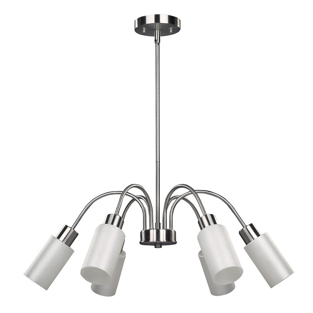 Canarm Lighting 26 3/4" Chandelier in Brushed Pewter with White Painted Glass