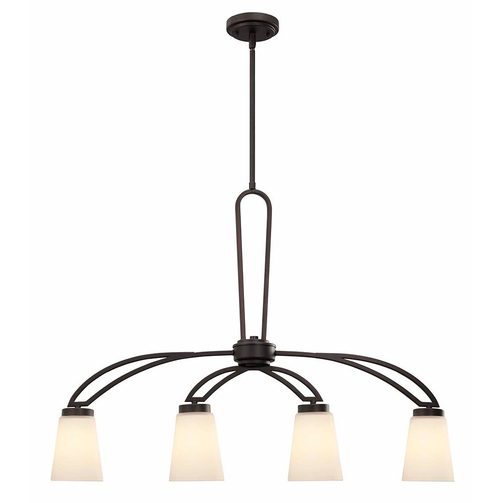 Canarm Lighting 35" Chandelier in Oil Rubbed Bronze with White Flat Opal Glass