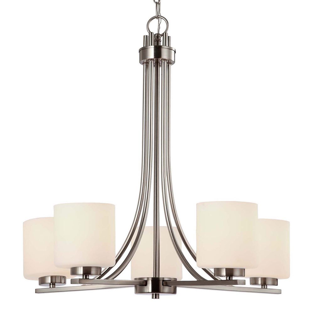 Canarm Lighting 24" Chandelier in Brushed Nickel with White Flat Opal Glass
