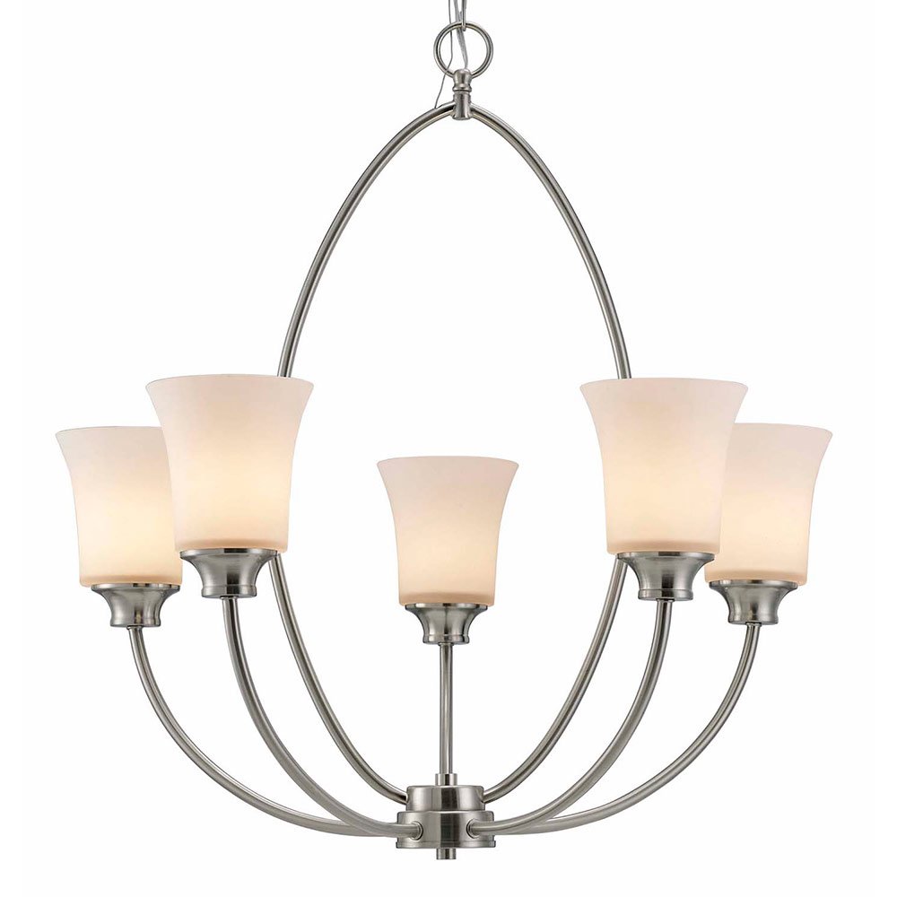 Canarm Lighting 26" Chandelier in Brushed Nickel with White Flat Opal Glass