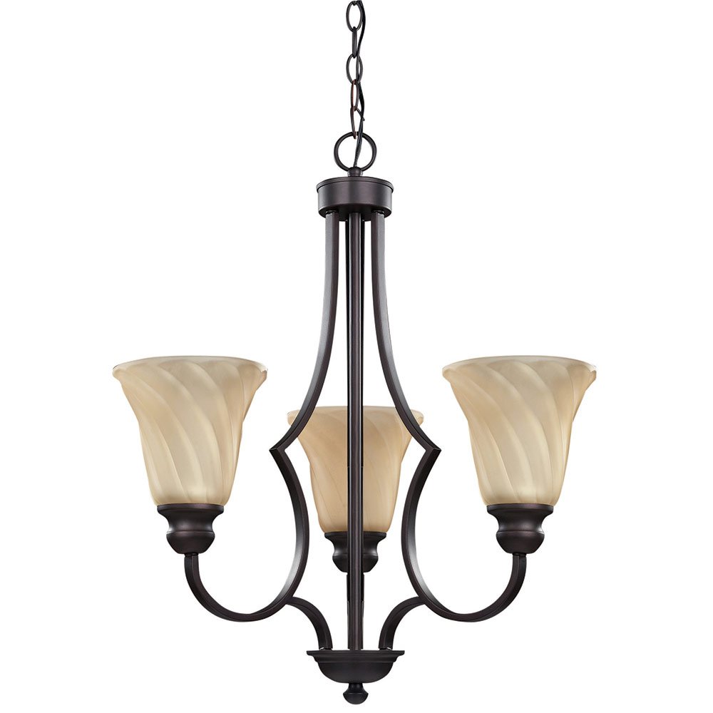 Canarm Lighting 21 1/4" Chandelier in Oil Rubbed Bronze with Amber Swirl Glass