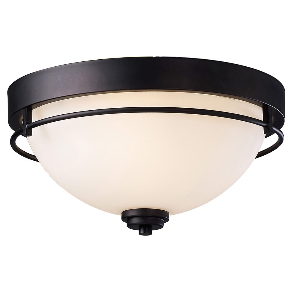 Canarm Lighting 15" Flush Mount Light in Oil Rubbed Bronze with White Flat Opal Glass