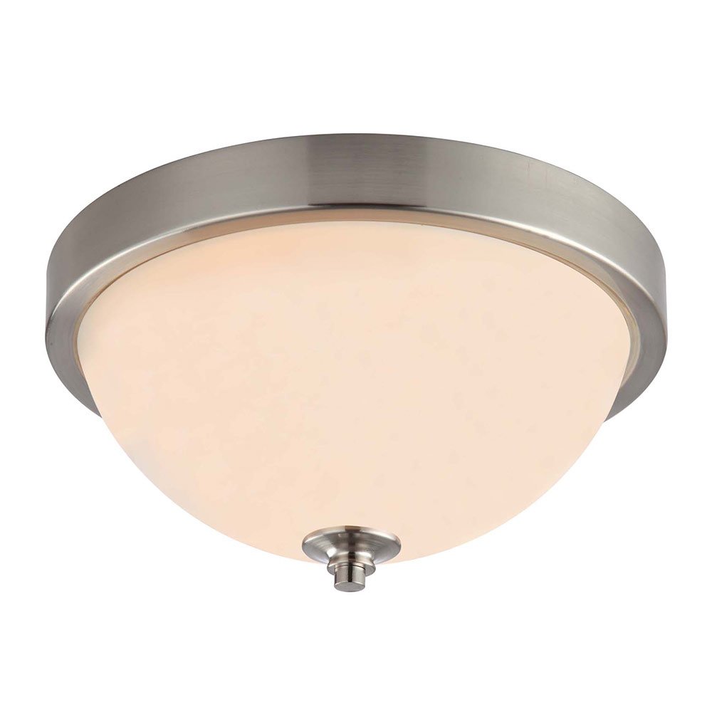 Canarm Lighting 13" Flush Mount Light in Brushed Nickel with White Flat Opal Glass