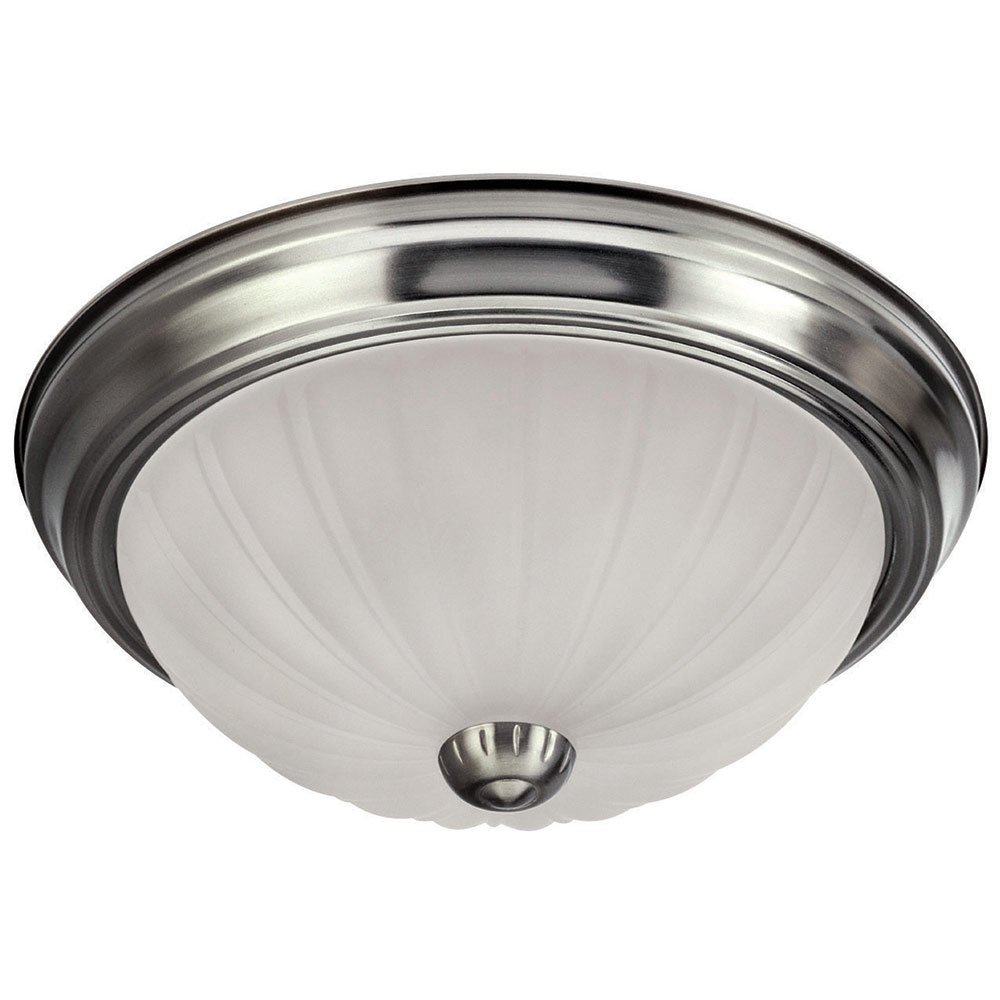 Canarm Lighting 13" Flush Mount Light in Brushed Pewter with Frost Melon Glass