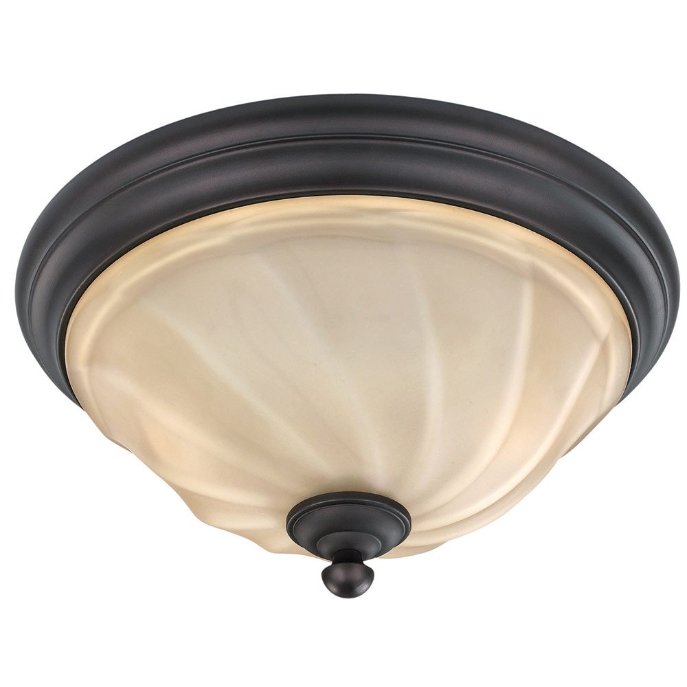 Canarm Lighting 13 3/4" Flush Mount Light in Oil Rubbed Bronze with Amber Swirl Glass