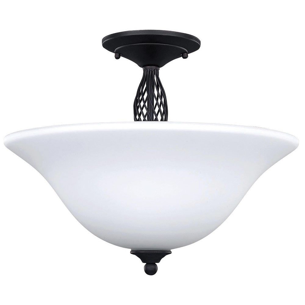 Canarm Lighting 15 1/4" Semi Flush Light in Oil Rubbed Bronze with White Flat Opal Glass